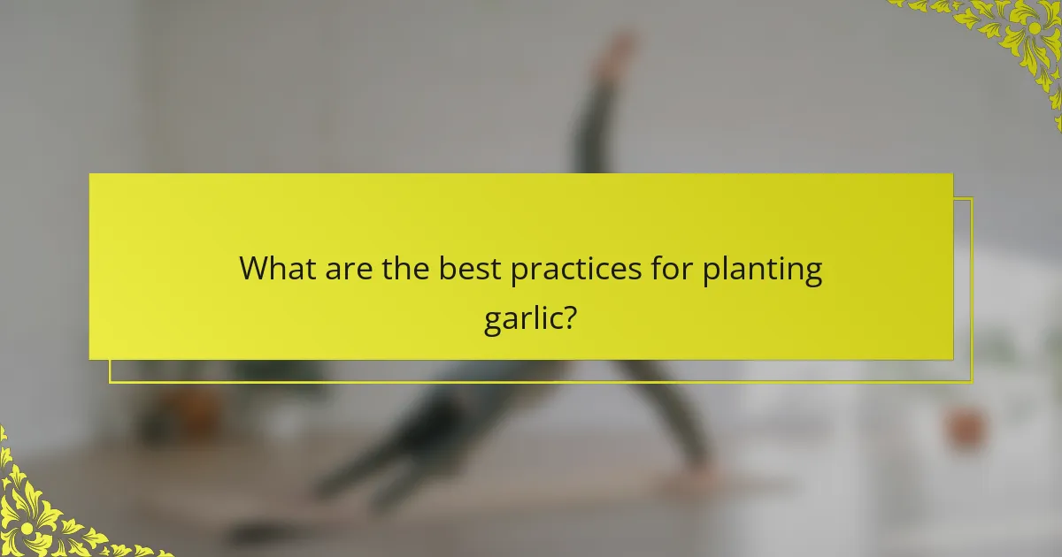 What are the best practices for planting garlic?